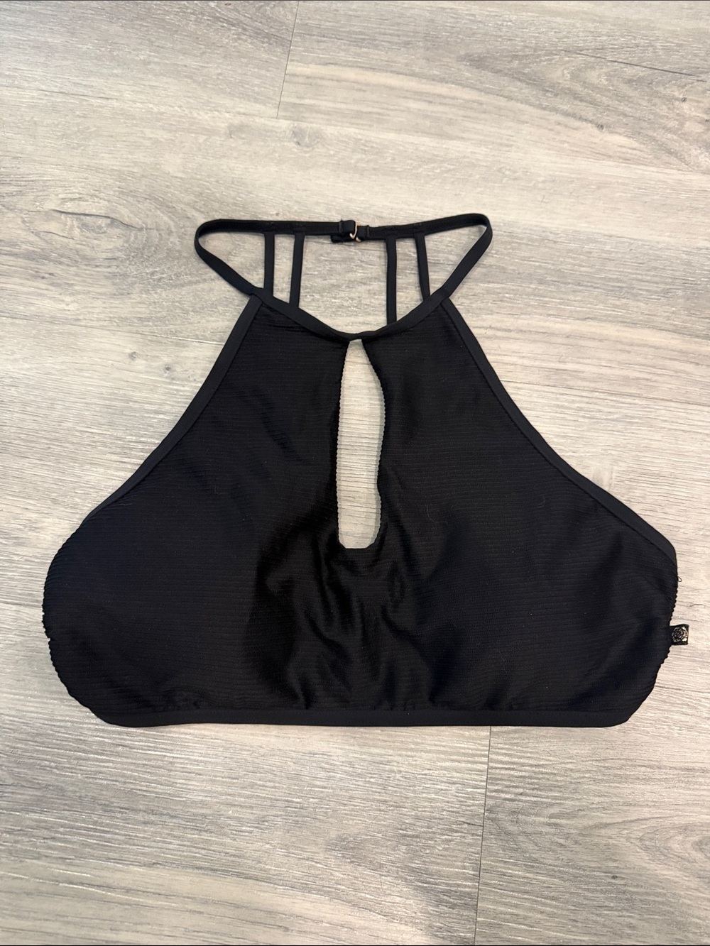 Black High Neck Strappy Bikini Top